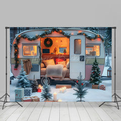 Lofaris Camper Van Festlich Warm Innere Winter Hintergrund