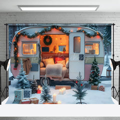 Lofaris Camper Van Festlich Warm Innere Winter Hintergrund