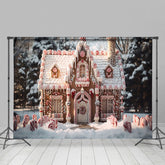 Lofaris Süßigkeiten Stock Lebkuchen Haus Schneebedeckt Weihnachten Hintergrund
