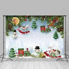 Lofaris Karikatur Grün Kiefer Baum Ornamente Weihnachten Hintergrund