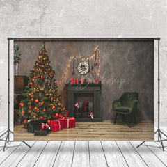 Lofaris Zement Wand Geführt Licht Kamin Weihnachten Hintergrund