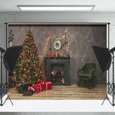 Lofaris Zement Wand Geführt Licht Kamin Weihnachten Hintergrund