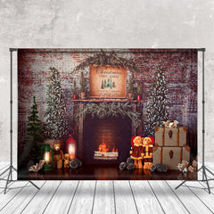 Lofaris Weihnachten Baum Jahrgang Ziegel Wand Kamin Hintergrund