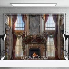 Lofaris Weihnachten Stimmung Kamin Fenster Landschaft Hintergrund