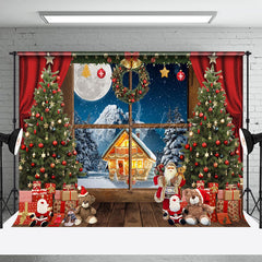 Lofaris Weihnachten Fenster Schnee Berg Geschenk Kasten Hintergrund