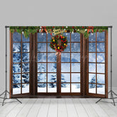 Lofaris Weihnachten Kranz Fenster Urlaub Gemütlich Winter Hintergrund