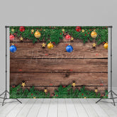 Lofaris Bunt Glocken Braun Holz Getreide Weihnachten Hintergrund