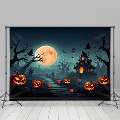 Land Straße Friedhof Herrenhaus Halloween Nacht Hintergrund