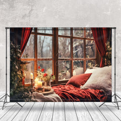 Lofaris Gemütlich Bucht Fenster Kerzenlicht Baum Weihnachten Hintergrund