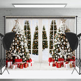 Lofaris Gemütlich Weiß Zimmer Fenster Schnee Weihnachten Baum Hintergrund