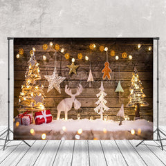 Lofaris Gemütlich Holz Wand Handgefertigt Ren Weihnachten Hintergrund