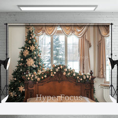 Lofaris Vorhang Aus Holz Bett Baum Fenster Weihnachten Hintergrund