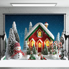 Lofaris Niedlich Rot Wenig Haus Schneemann Baum Weihnachten Hintergrund