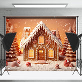 Lofaris Niedlich Schnee Lebkuchen Haus Baum Weihnachten Hintergrund