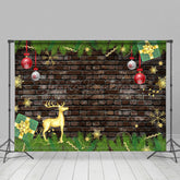 Lofaris Dunkel Grau Ziegel Wand Blätter Weihnachten Stimmung Hintergrund