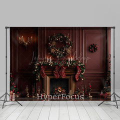 Lofaris Dunkel Rot Luxus Wand Kamin Weihnachten Hintergrund