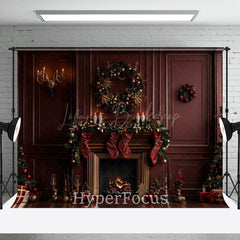 Lofaris Dunkel Rot Luxus Wand Kamin Weihnachten Hintergrund