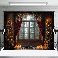 Lofaris Dunkel Retro Zimmer Kerzenlicht Fenster Weihnachten Hintergrund