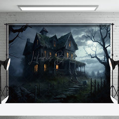 Verfallend Gruselig Licht Häuser Wolkig Nacht Hintergrund