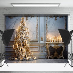 Lofaris Elegant Marmor Wand Kerzenschein Weihnachten Baum Hintergrund