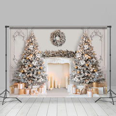 Lofaris Elegant Weiß Wand Kamin Weihnachten Baum Hintergrund