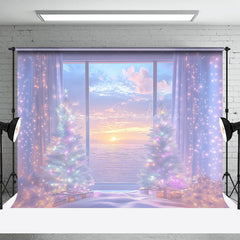 Lofaris Fantasie Licht Fenster Sonnenuntergang Weihnachten Baum Hintergrund