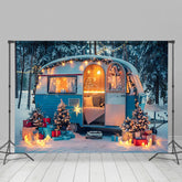 Lofaris Festlich Blau Weiß Camper Van Winter Wald Hintergrund