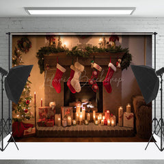 Lofaris Festlich Weihnachten Kamin Warm Kissen Hintergrund