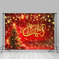 Lofaris Festlich Rot Gold Geschenke Baum Glocken Weihnachten Hintergrund