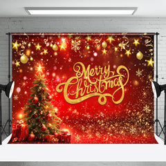 Lofaris Festlich Rot Gold Geschenke Baum Glocken Weihnachten Hintergrund