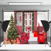 Lofaris Festlich Rot Wände Baum Geschenke Und Post Kasten Hintergrund