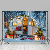 Lofaris Festlich Schneebedeckt Camper Van Geschenke Gemütlich Winter Hintergrund