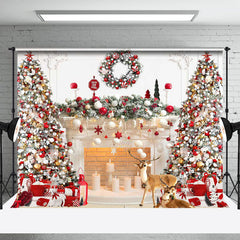 Lofaris Festlich Weiß Kamin Kranz Weihnachten Hintergrund