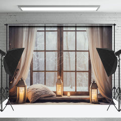 Lofaris Wald Kerzenlicht Warm Fenster Weihnachten Hintergrund