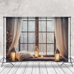 Lofaris Wald Kerzenlicht Warm Fenster Weihnachten Hintergrund