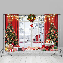 Lofaris Geschenke Natürlich Winter Szene Fenster Weihnachten Hintergrund