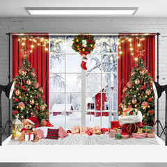 Lofaris Geschenke Natürlich Winter Szene Fenster Weihnachten Hintergrund