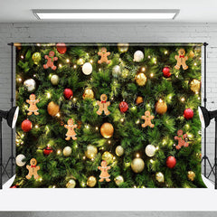 Lofaris Lebkuchen Grün Kiefer Ornamente Weihnachten Hintergrund