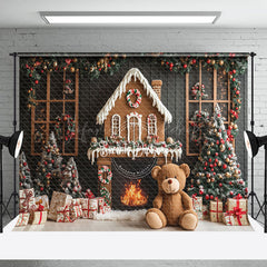 Lofaris Lebkuchen Haus Tragen Kamin Weihnachten Hintergrund