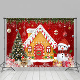 Lofaris Lebkuchen Haus Schneeflocke Rot Weihnachten Hintergrund