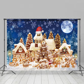 Lofaris Lebkuchen Haus Schneebedeckt Nacht Weihnachten Hintergrund