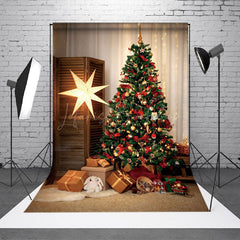Lofaris Strahlend Baum Geschenke Vorhang Kleiderschrank Weihnachten Hintergrund