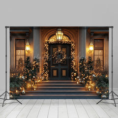 Lofaris Gold Flitter Licht Kranz Villa Weihnachten Hintergrund