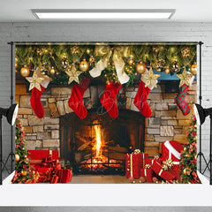 Lofaris Gold Flitter Rot Socken Kamin Geschenk Weihnachten Hintergrund