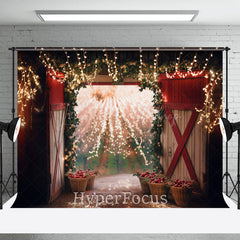 Lofaris Gold Licht Funkeln Offen Scheune Tür Weihnachten Hintergrund