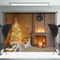 Lofaris Gold Licht Baum Kerze Kamin Weihnachten Hintergrund