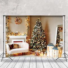 Lofaris Gold Anhänger Baum Kranz Sofa Weihnachten Hintergrund