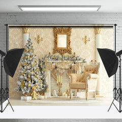 Lofaris Gold Wand Säulen Luxus Weihnachten Foto Hintergrund