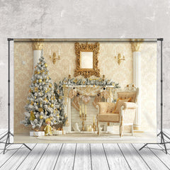 Lofaris Gold Wand Säulen Luxus Weihnachten Foto Hintergrund