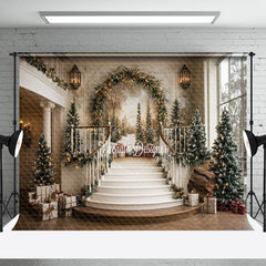 Lofaris Wunderschön Treppe Wandgemälde Weihnachten Studio Hintergrund